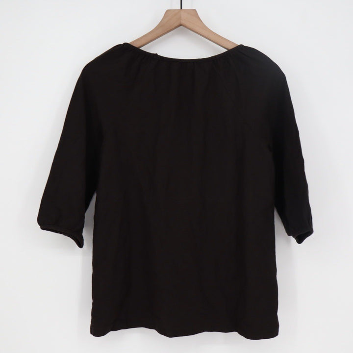 American Giant Black 3/4 Sleeve V Neck Cotton Top Women's XS Made in USA