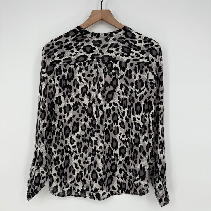 Joie Hanelle Leopard Print Silk Button Down Shirt Blouse Top XS