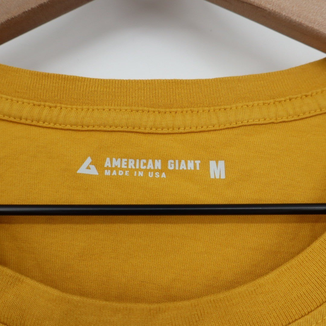 American Giant Classic Crew Neck T Shirt Mustard Yellow Made in USA Size M