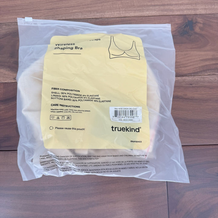 Truekind Wireless Shaping Bra 2XL Chai Everyday Comfort Straps