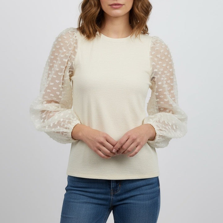 Maeve by Anthropologie Textured Sleeve Round Neck Blouse Top Size XXS
