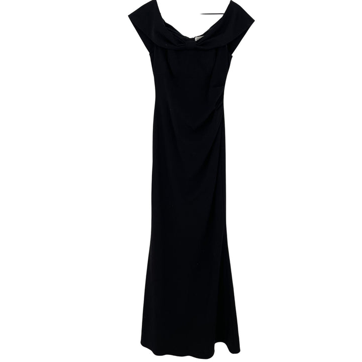 Eliza J Black Off Shoulder Ruched Mermaid Formal Gown Size 0