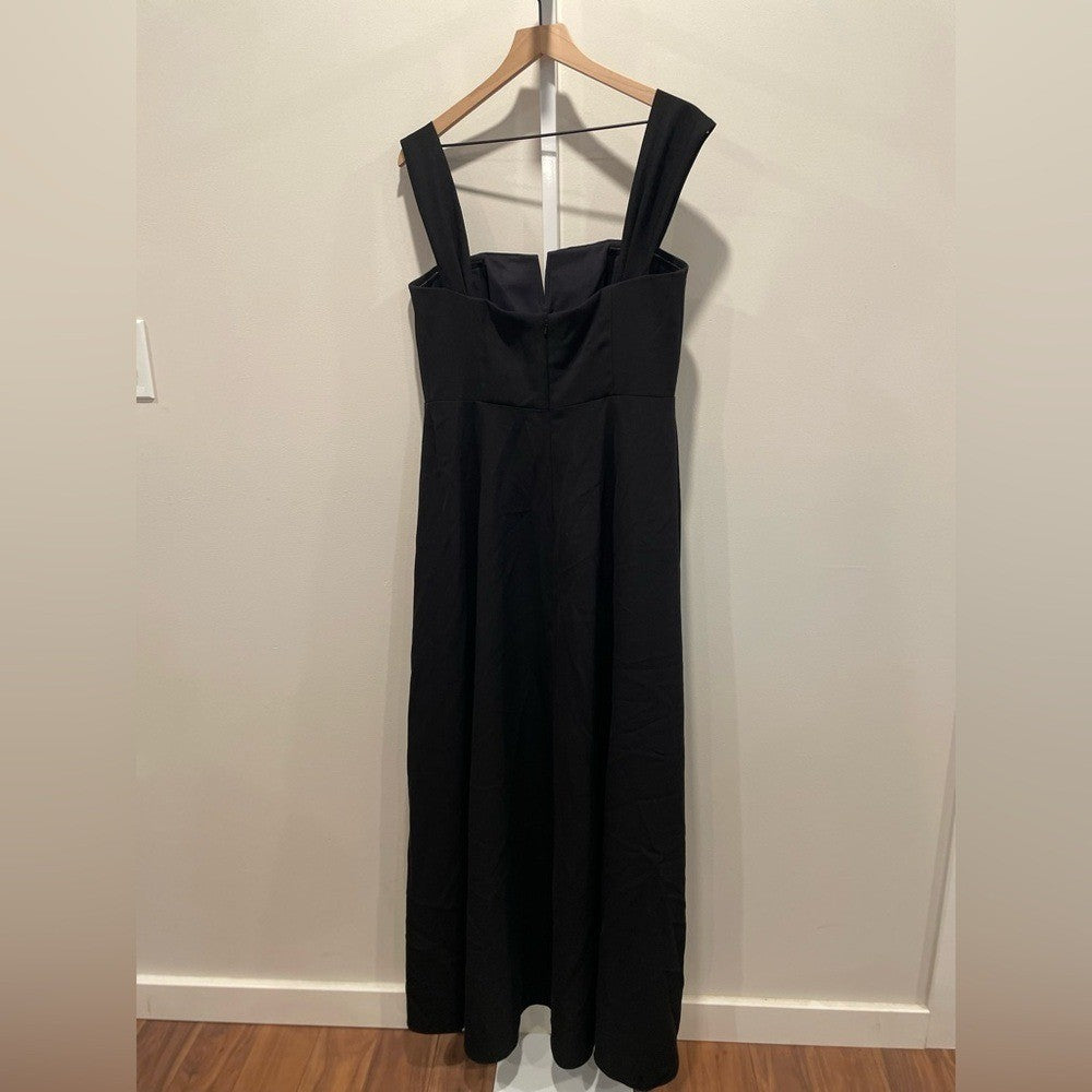 Dessy Collection Off-The-Shoulder Pleated Cap Sleeve A-Line Maxi Dress Size 14