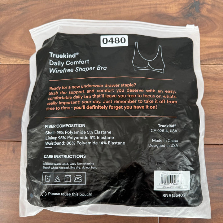 Truekind Daily Comfort Wirefree Shaper Bra Black Womens