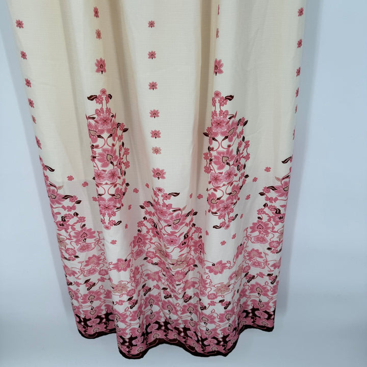 Commense Womens Maxi Dress Floral Sleeveless Casual Summer Cream Pink Size M