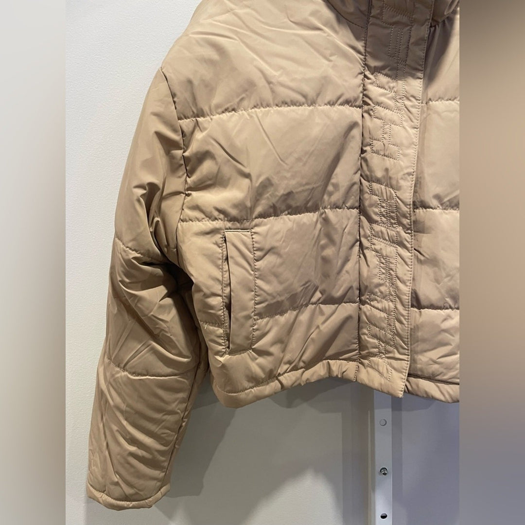 The Fifth Label Tan Cropped Puffer Jacket Size M