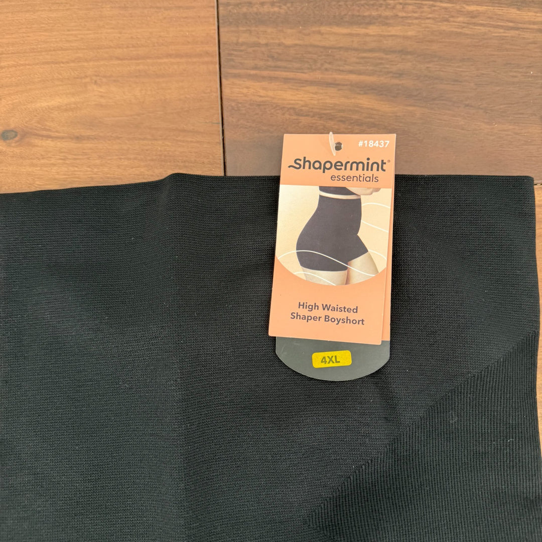 Shapermint Essentials High Waisted Shaper Boyshort Womens 4XL Black Shapewear