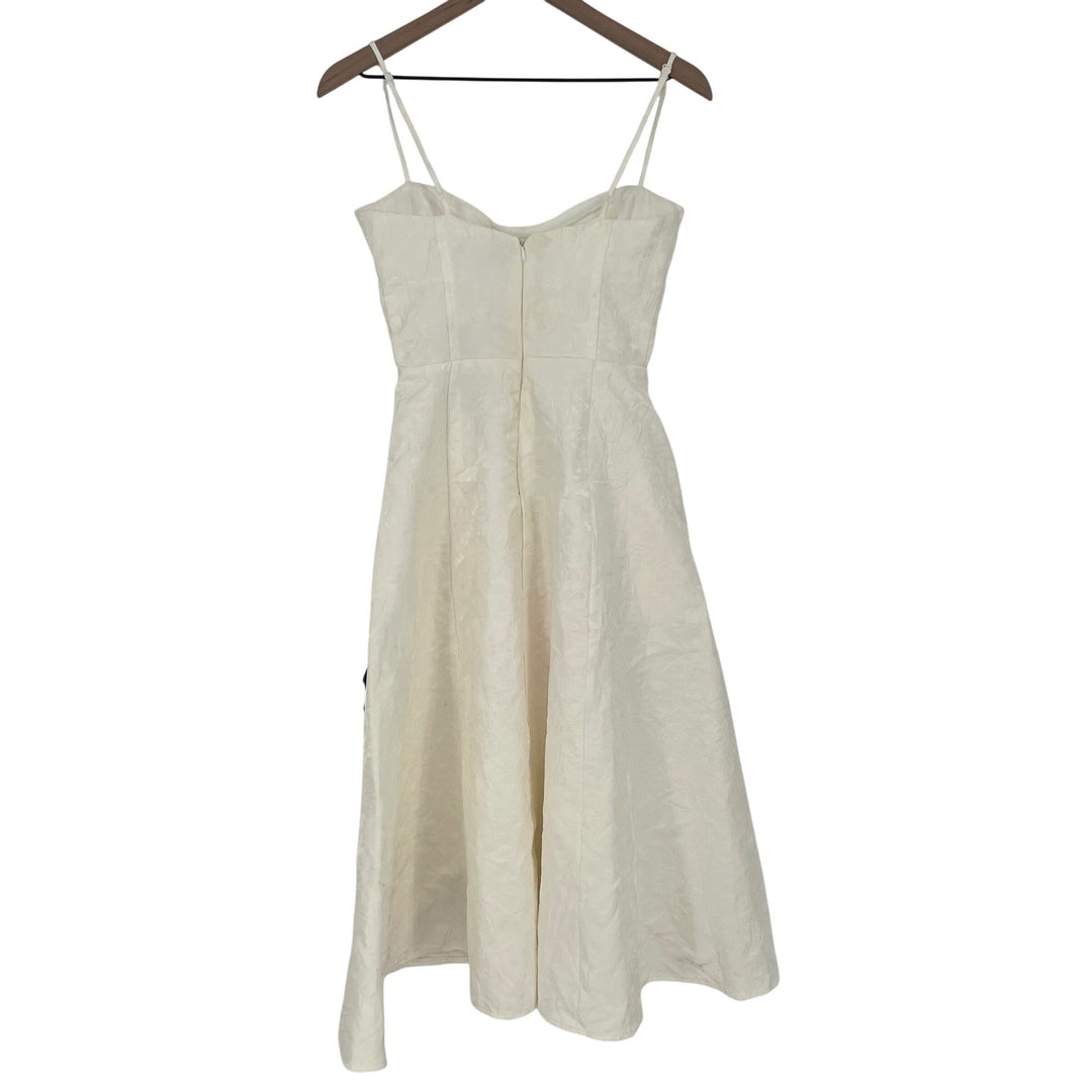 Lulus Meet Me For Tea White Jacquard Bustier Midi Dress Size S