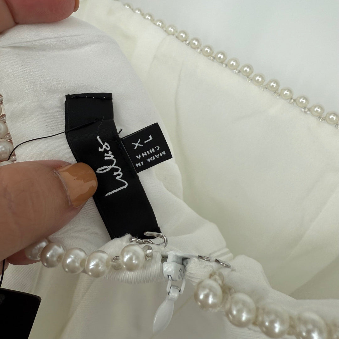 Lulus Pure Hearted White Pearl Square Neck Sleeveless Mini Dress Size XL