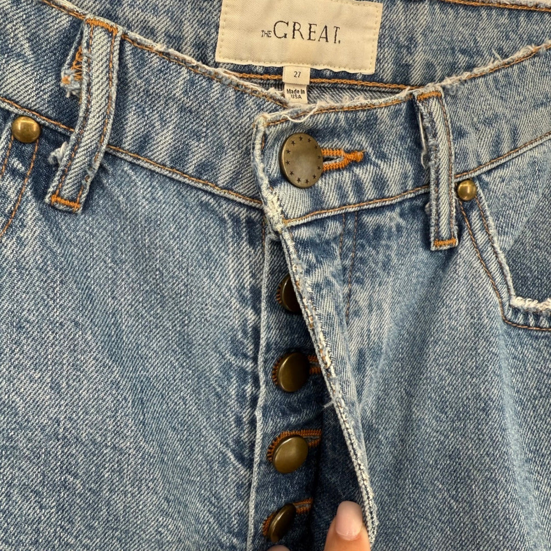 The Great Distressed High Rise Button Fly Women's Denim Jeans Size 27