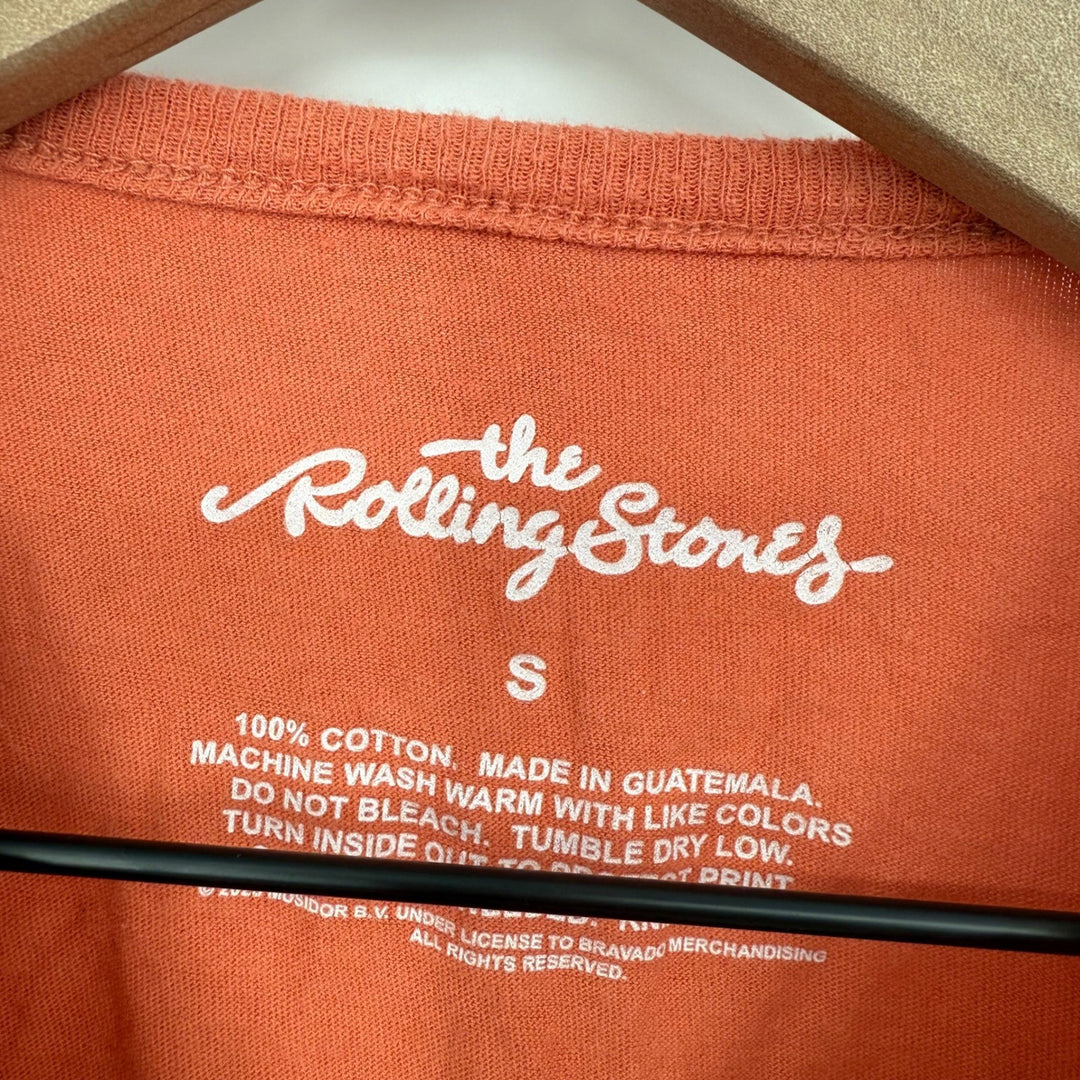 The Rolling Stones Daisy Lips Cropped T Shirt Orange Cotton Size S