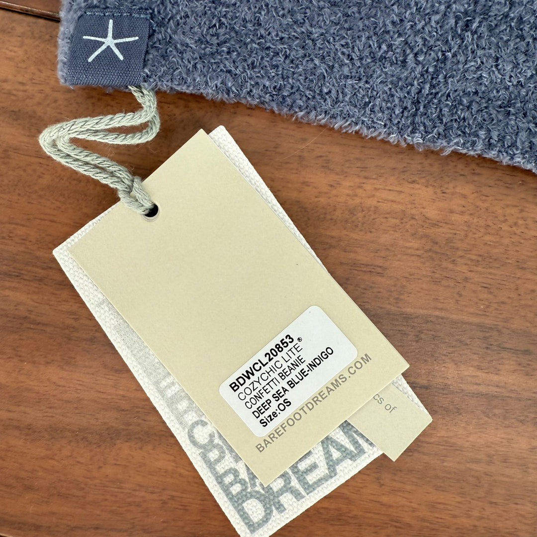 Barefoot Dreams CozyChic Lite Confetti Beanie Hat Womens OS Deep Sea Blue Indigo