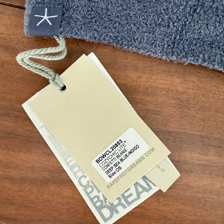 Barefoot Dreams CozyChic Lite Confetti Beanie Hat Womens OS Deep Sea Blue Indigo