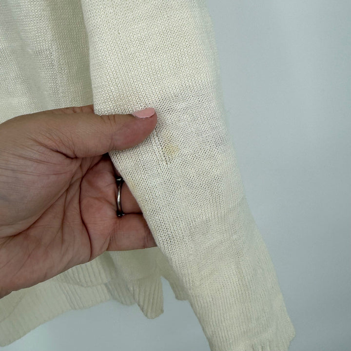 Vince Cream Striped Lightweight Linen Blend Sweater Size S