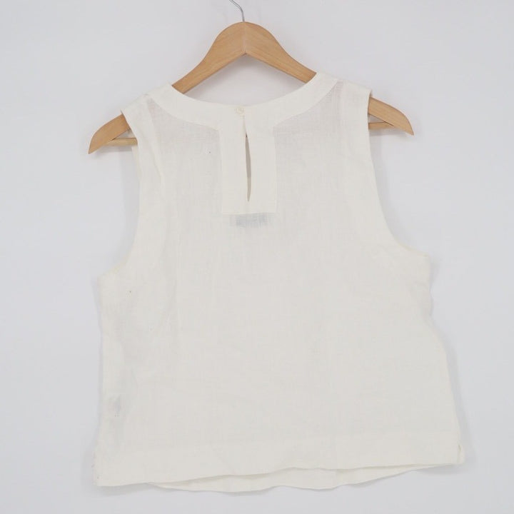 American Giant White Linen Sleeveless Tank Top Size S Made in USA
