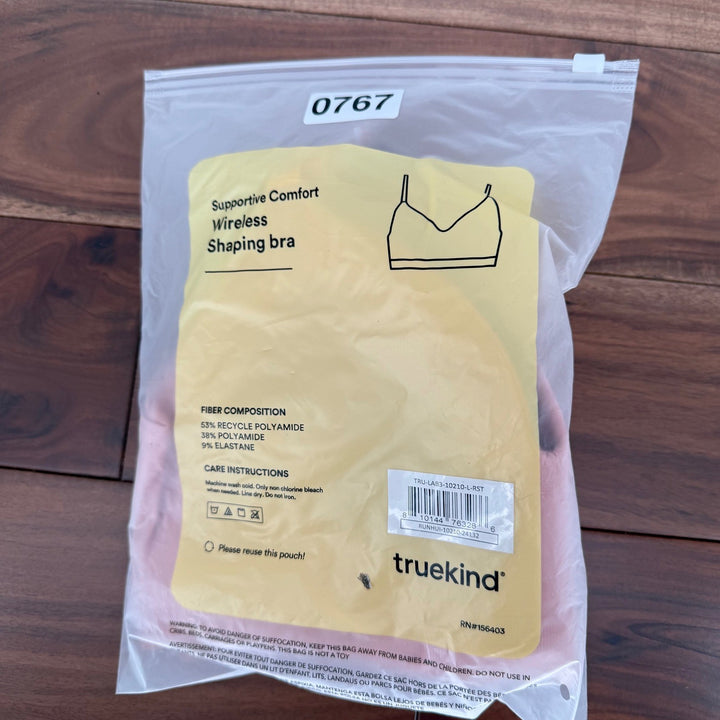 Truekind Supportive Comfort Wireless Shaping Bra Rose Clay Large