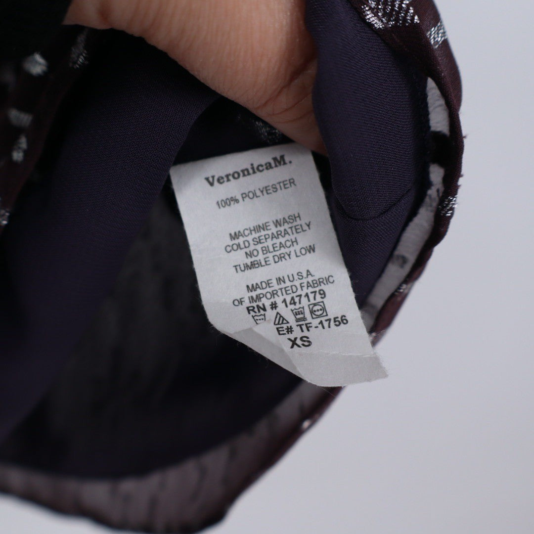 Veronica M Women's XS Maroon Metallic Dot Print Spaghetti Strap V Neck Top