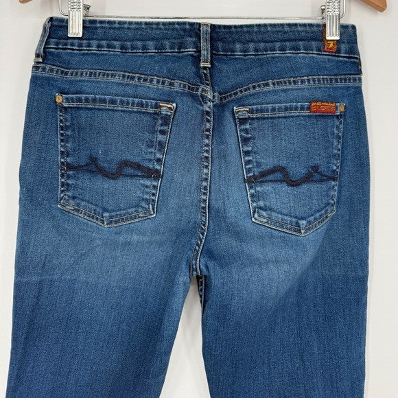 7 For All Mankind Mid Rise Skinny Jeans Dark Wash Women's Size 28