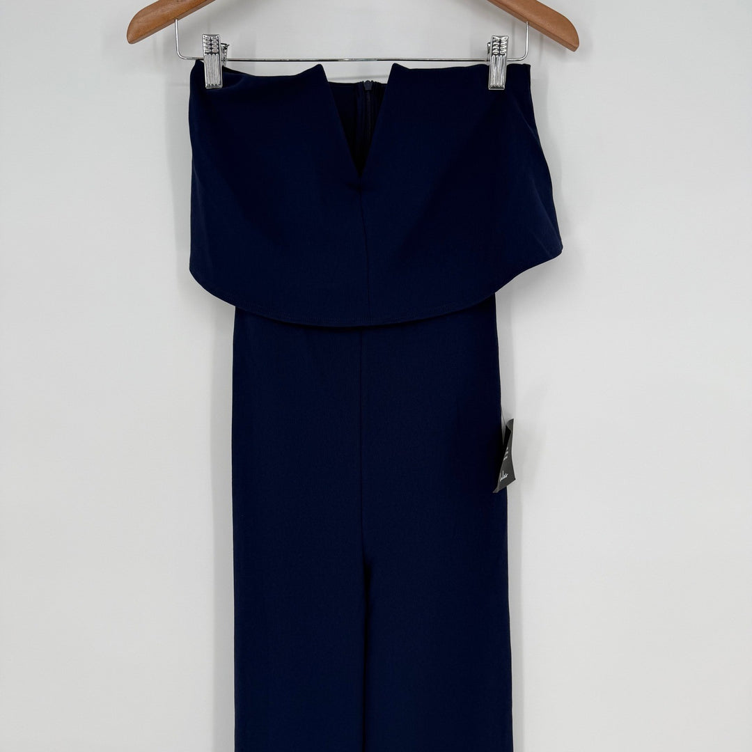Lulus Power Of Love Navy Blue Strapless Jumpsuit Size XS