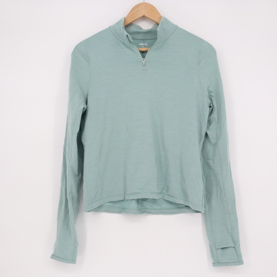 Allbirds Women's Long Sleeve Quarter Zip Pullover Athletic Top Size S Green