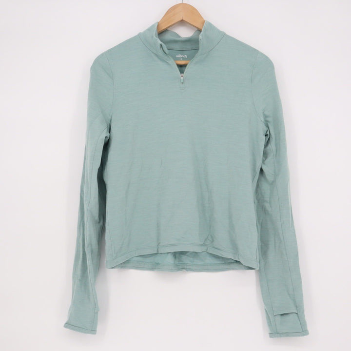 Allbirds Women's Long Sleeve Quarter Zip Pullover Athletic Top Size S Green