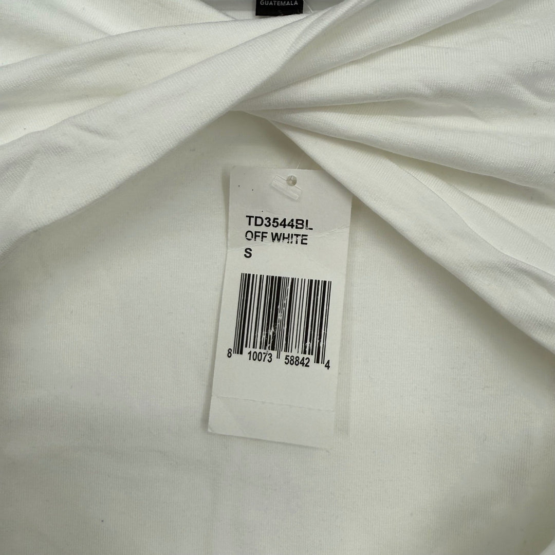 FORE Off White Twist Front Cutout Short Sleeve Crop Top Tee