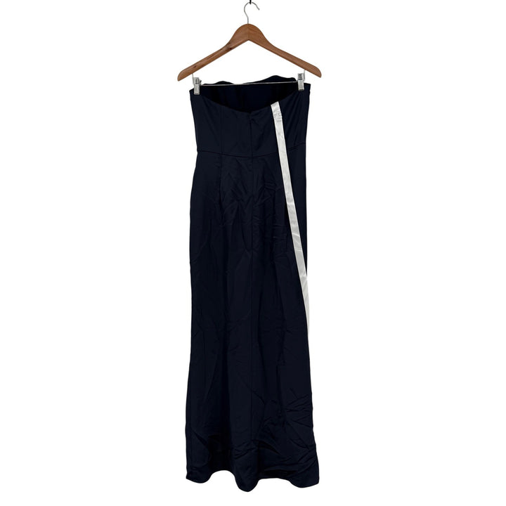 After Six Strapless Topstitched Corset Satin Maxi Dress With Draped Skirt Size 8