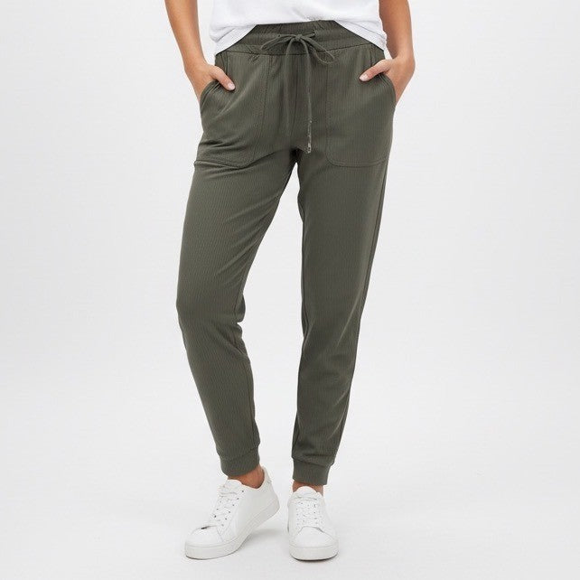 Lululemon Align Ribbed Jogger Pants Olive Green Size 4 Drawstring Pockets