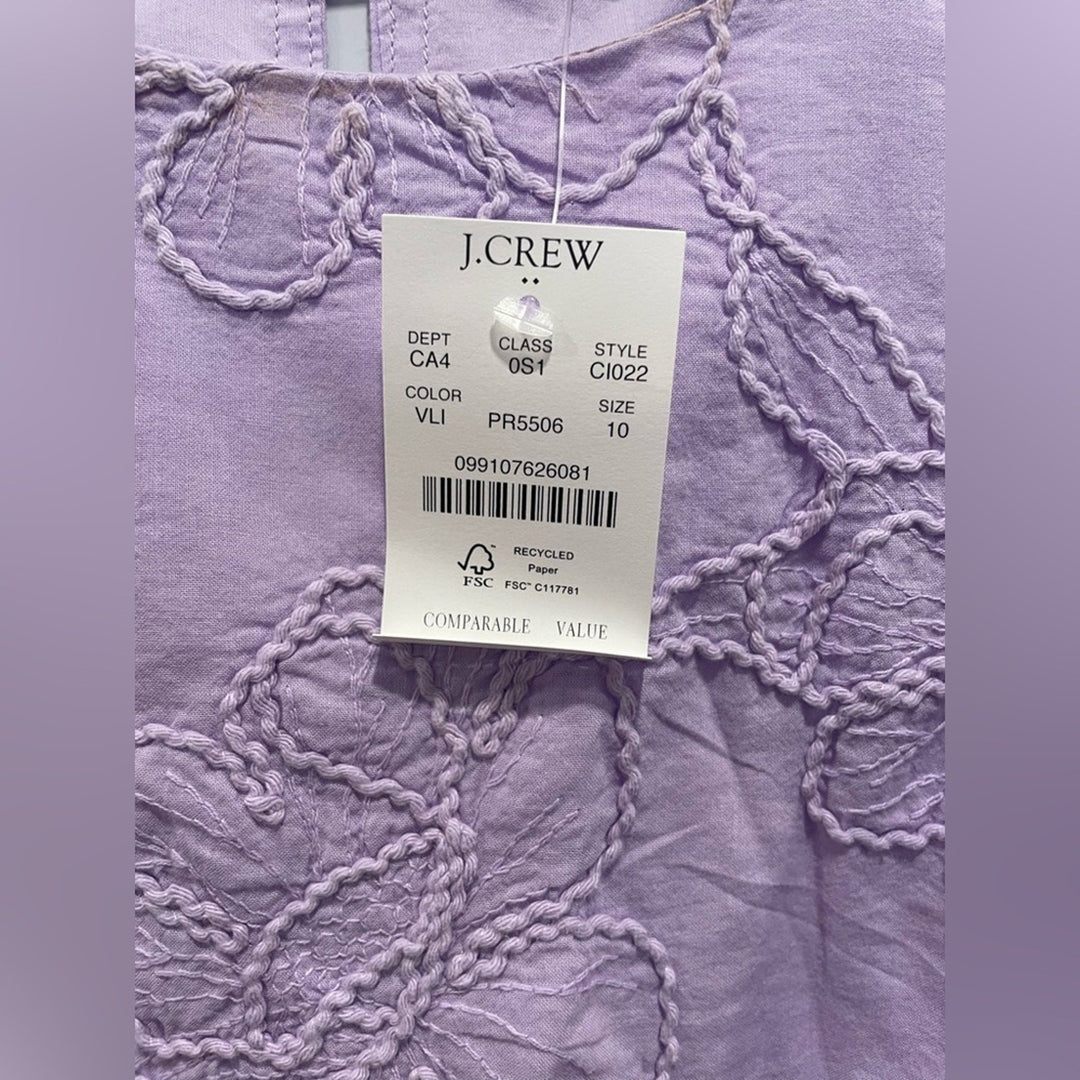 J.Crew Eyelet Puff-Sleeve Mini Dress Size 10