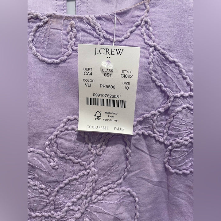 J.Crew Eyelet Puff-Sleeve Mini Dress Size 10