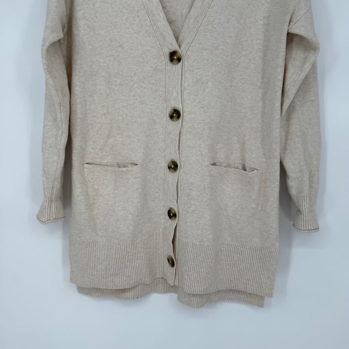Madewell Beige Knit Cardigan Sweater XXS V Neck Button Front Long Sleeve Pockets