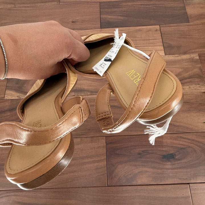 J. Crew Slingback Pointed Toe Flats Straw Raffia Tan Brown Women Size 6M