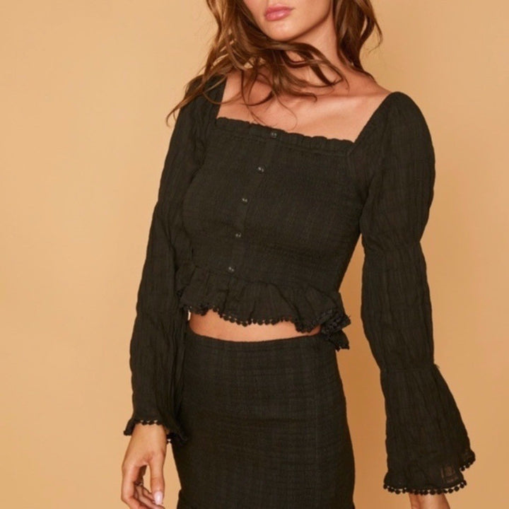 Lost and Wander Aria Long Sleeve Top Black Size S