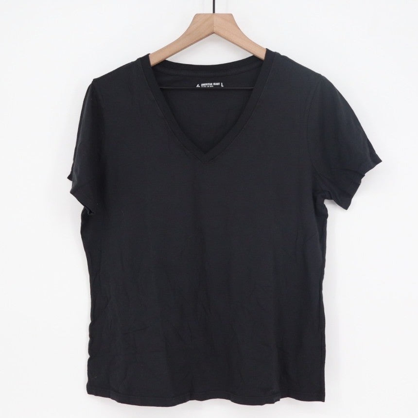 American Giant Classic V Neck T Shirt Black Made in USA Size Large