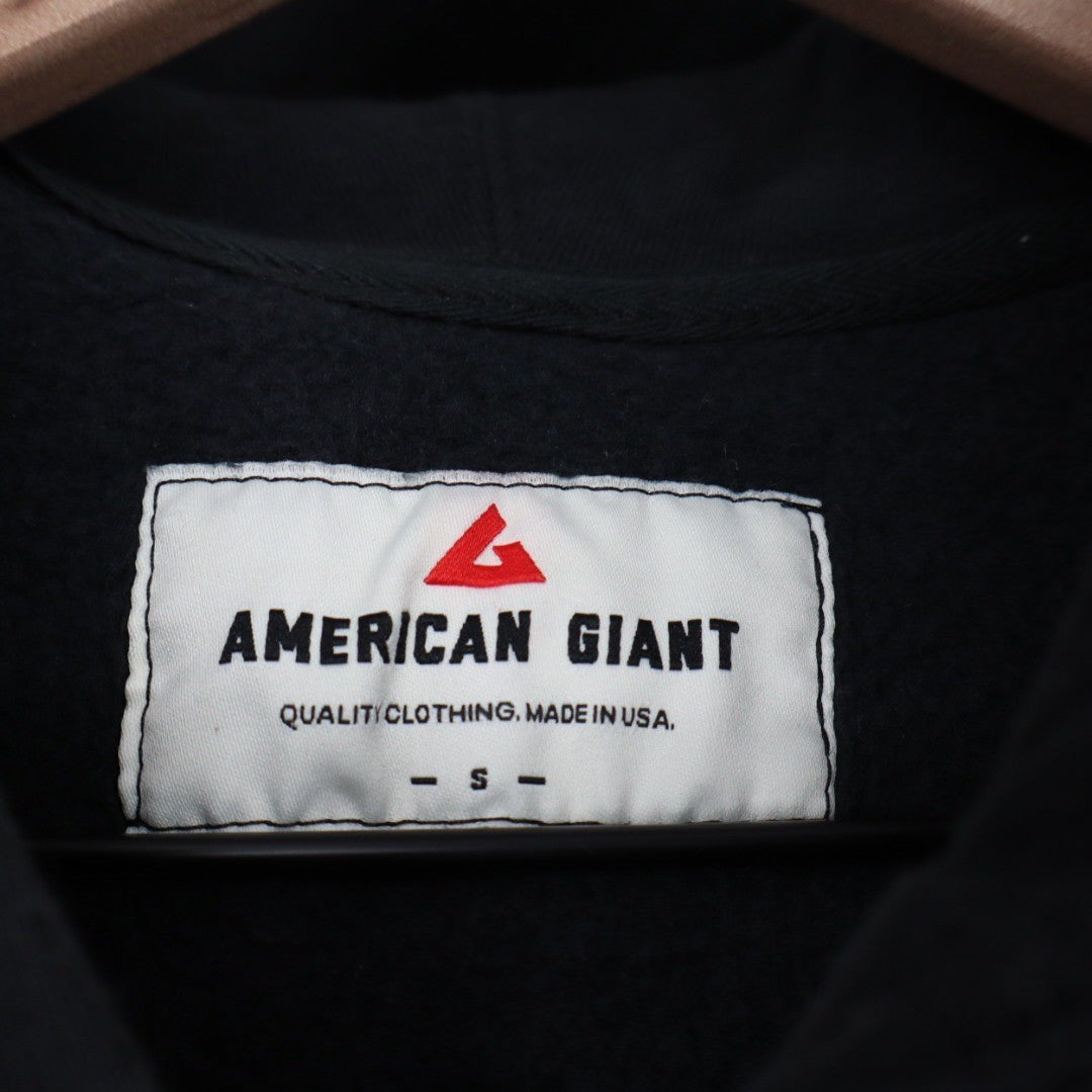 American Giant Full Zip Hoodie Black Cotton Sweatshirt Fleece Lined Size S
