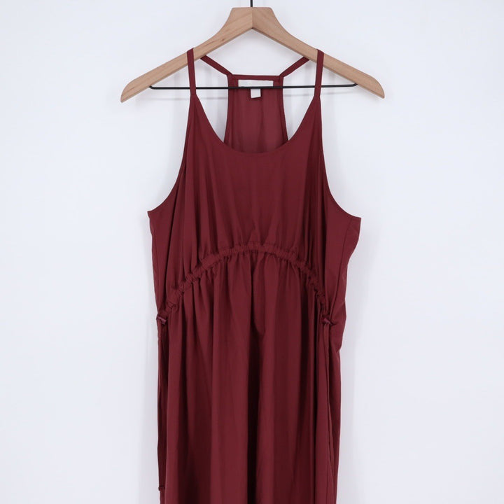 Zella Burgundy Racerback Drawstring Waist Maxi Dress Size L