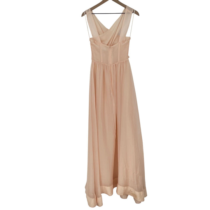Keepsake Peach Chiffon Crisscross Neck Maxi Dress Size S