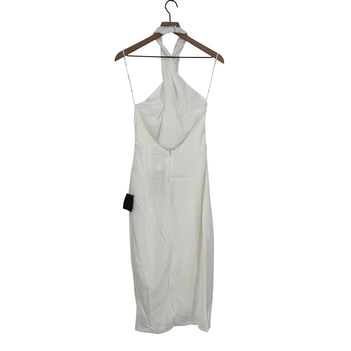 Lulus Beyond Classy White Satin Halter Midi Dress Size M
