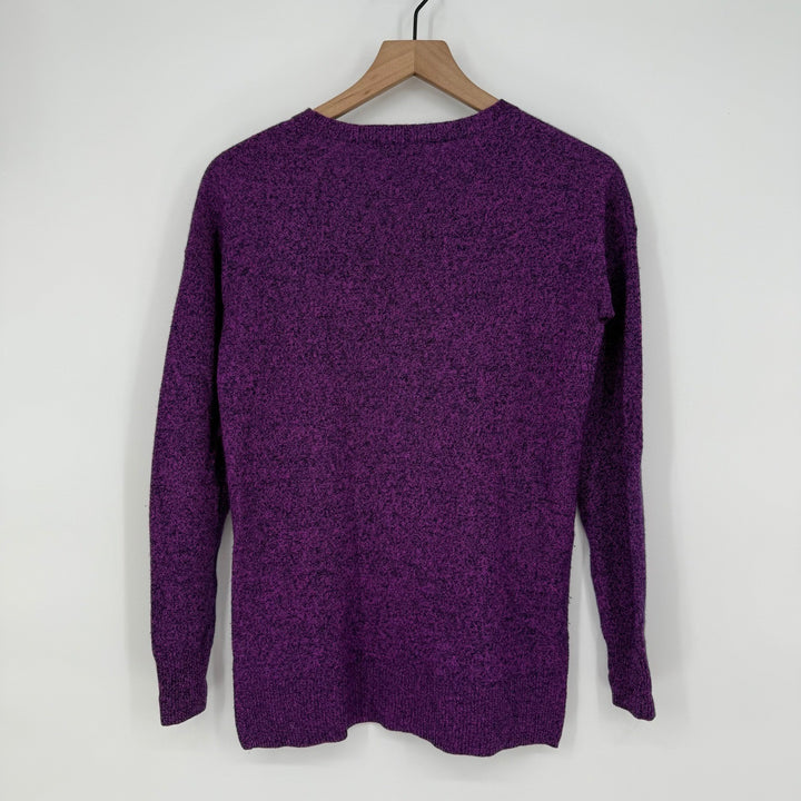 AQUA Cashmere Speckled Purple Crew Neck Sweater Extra Small XS 100% Cashmere