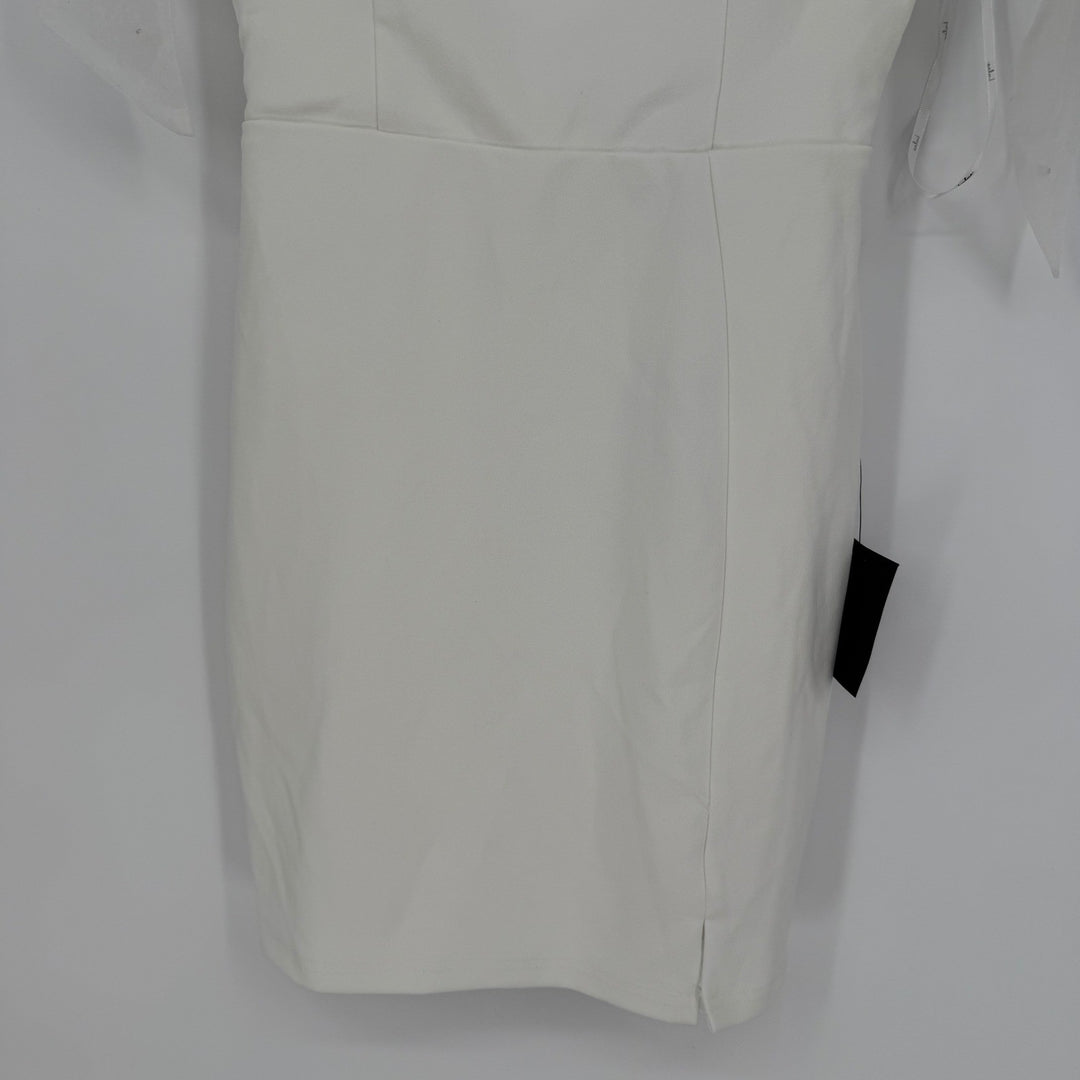 Lulus Beaming Perfection White Pearl Organza Tie-Strap Mini Dress Size S