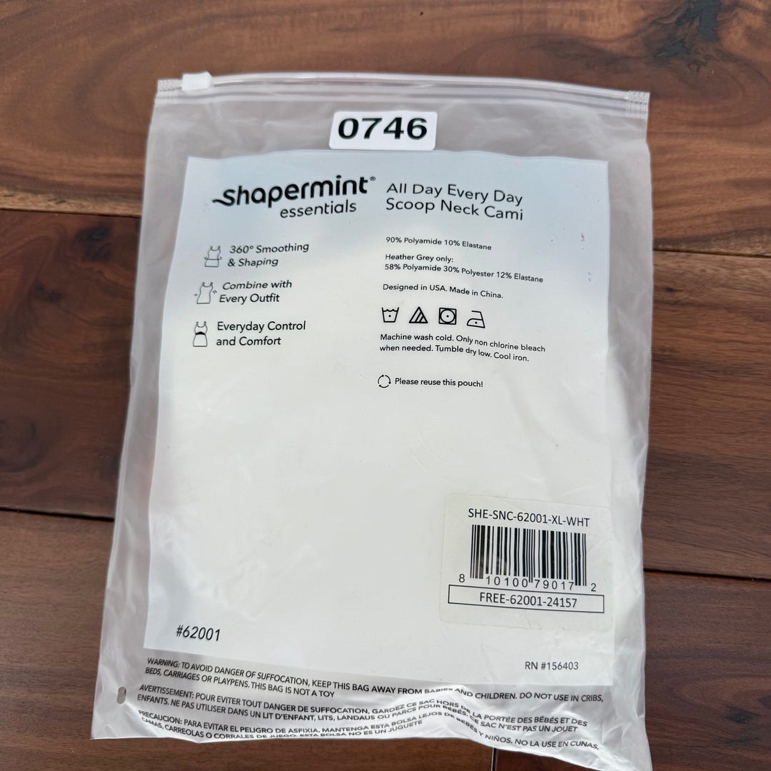 Shapermint Essentials All Day Every Day Scoop Neck Cami Tank Top White XL