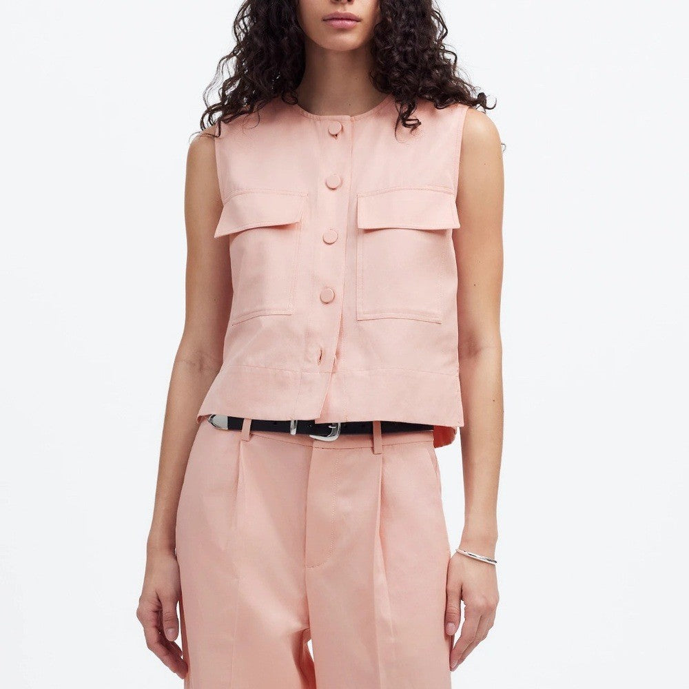 Madewell Crop Cargo-Pocket Crewneck Top Size M