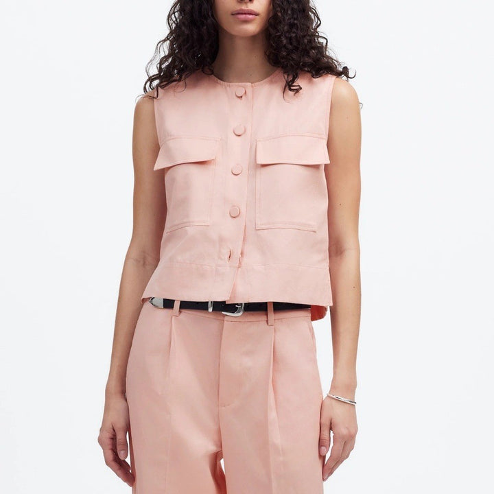 Madewell Crop Cargo-Pocket Crewneck Top Size M