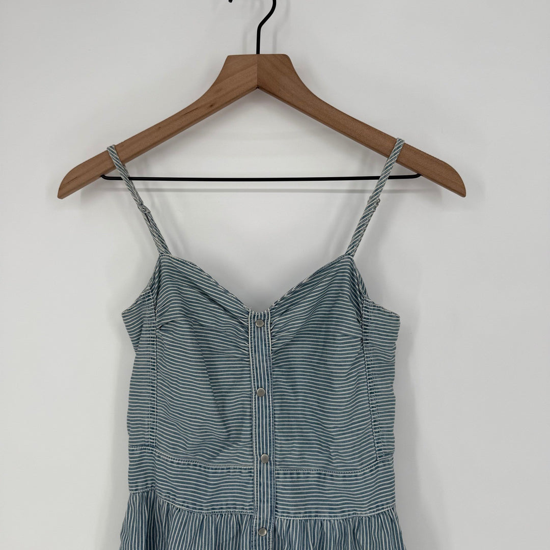 Striped Button Front Smocked Back Sundress Size Small