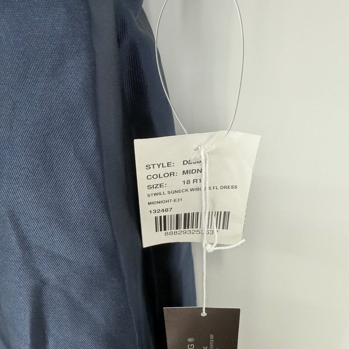 Alfred Sung Navy Square Neck Bow Shoulder Maxi Dress Formal Evening Gown