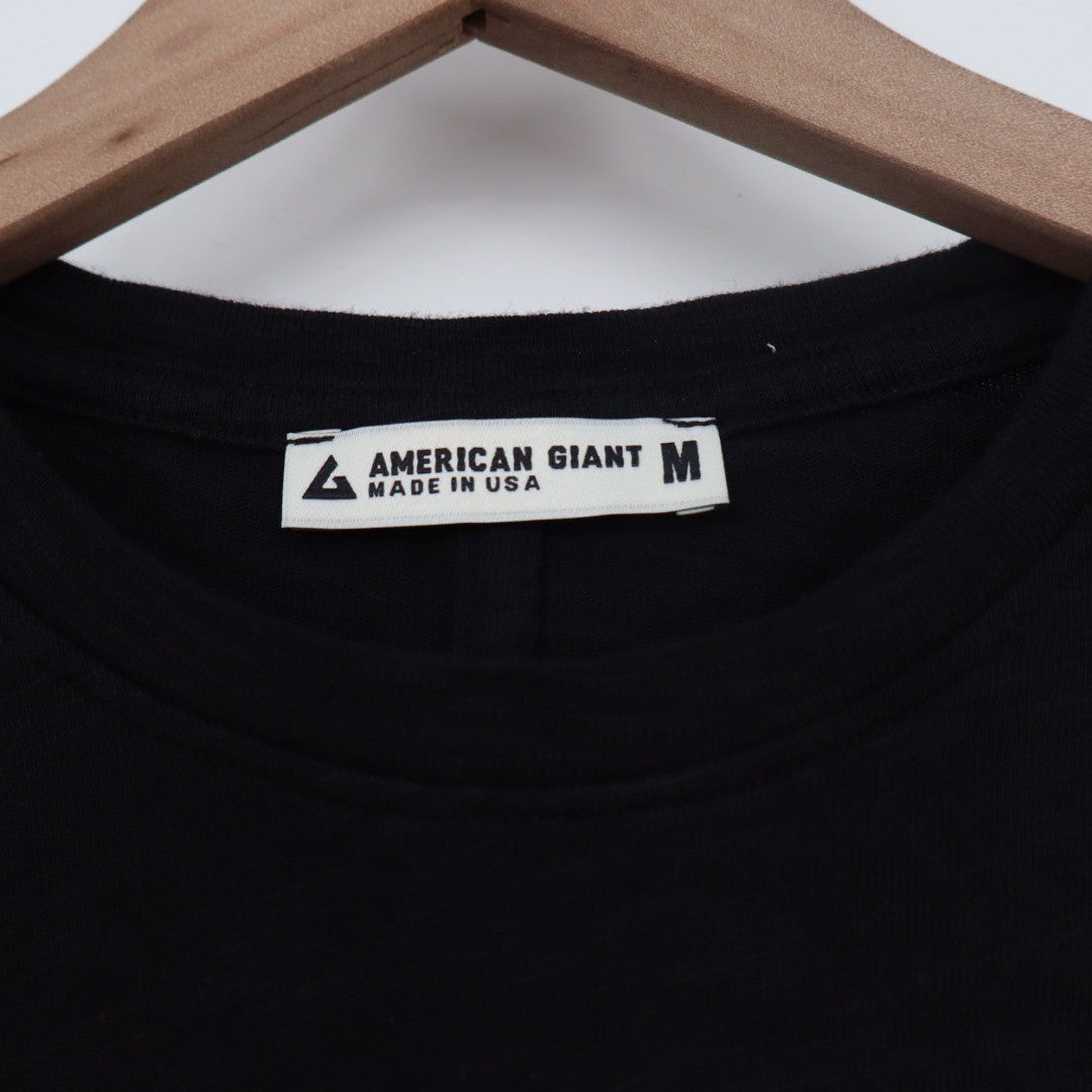 American Giant Black Long Sleeve Crew Neck T-Shirt Made in USA Size M
