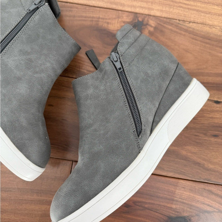 Dreams Pairs Women's Wedge Heel Ankle Boot Round Toe Size Zip Platforms Skeakers