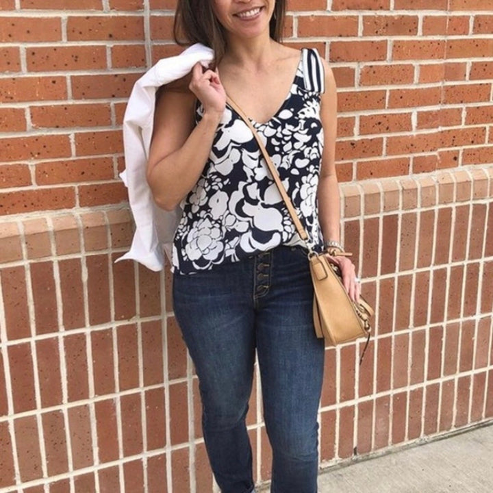 Cabi Floral Shoulder Tie Sleeveless Blouse Size S