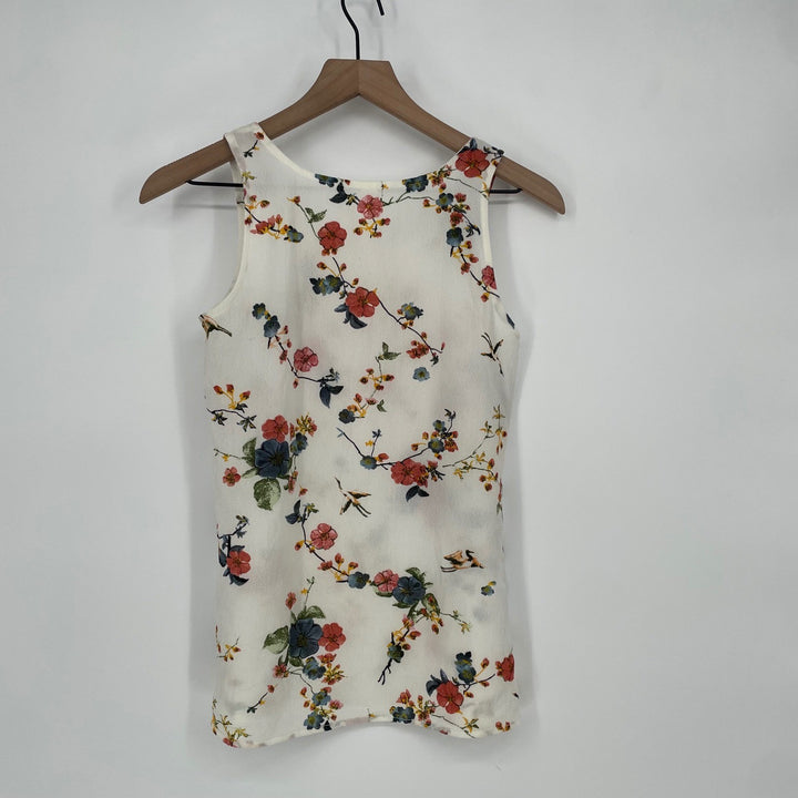 Lovecappella Cream Floral Bird Print Sleeveless Tank Top XS