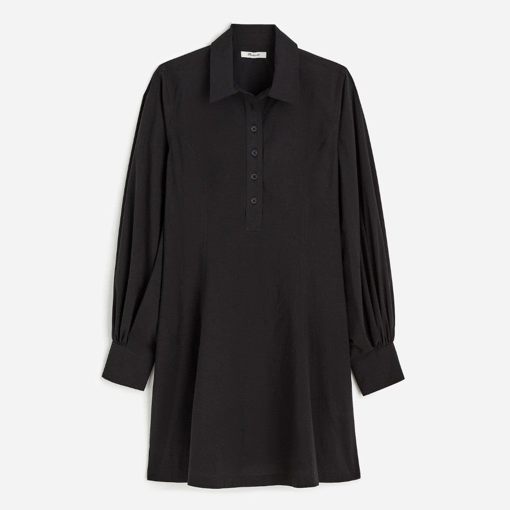 Madewell Seamed Long-Sleeve Mini Shirtdress in Poplin Size 00